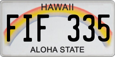 HI license plate FIF335