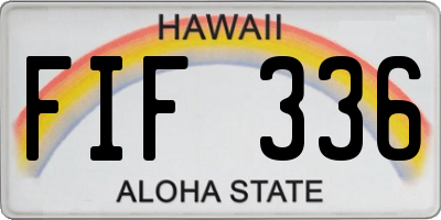HI license plate FIF336