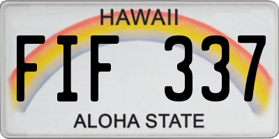 HI license plate FIF337