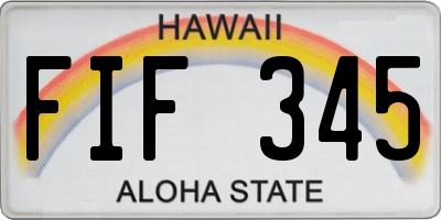 HI license plate FIF345