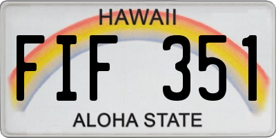 HI license plate FIF351