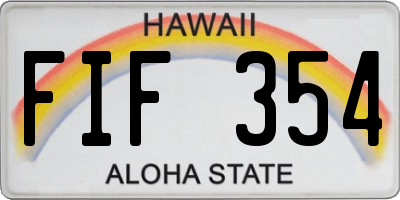 HI license plate FIF354