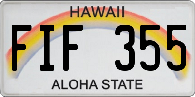 HI license plate FIF355