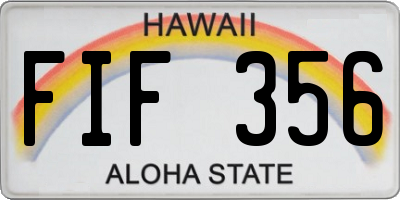HI license plate FIF356