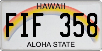 HI license plate FIF358
