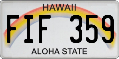 HI license plate FIF359