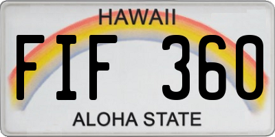 HI license plate FIF360