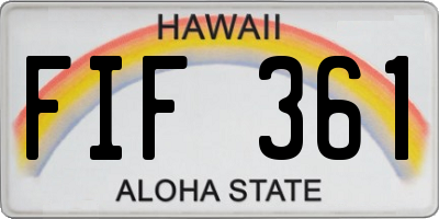HI license plate FIF361
