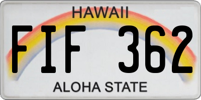 HI license plate FIF362