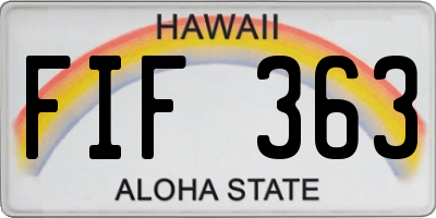 HI license plate FIF363