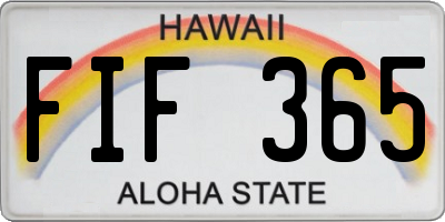 HI license plate FIF365