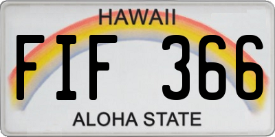 HI license plate FIF366
