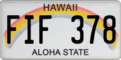 HI license plate FIF378