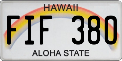 HI license plate FIF380