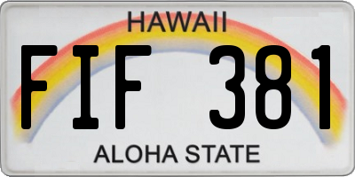 HI license plate FIF381