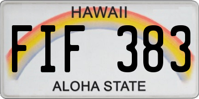 HI license plate FIF383