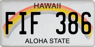 HI license plate FIF386
