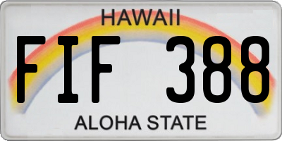 HI license plate FIF388