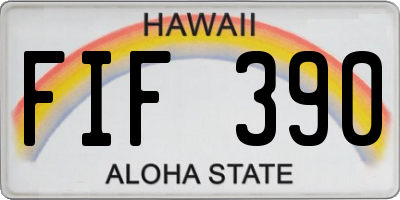 HI license plate FIF390