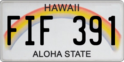 HI license plate FIF391