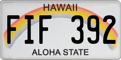 HI license plate FIF392