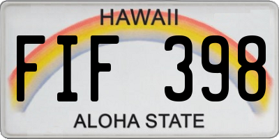 HI license plate FIF398