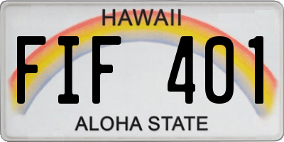 HI license plate FIF401