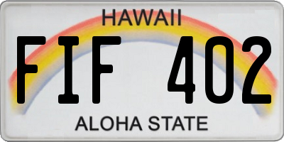 HI license plate FIF402