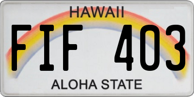 HI license plate FIF403