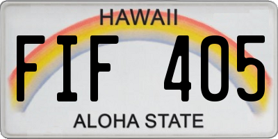 HI license plate FIF405