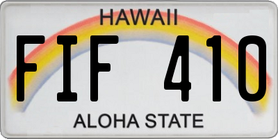 HI license plate FIF410