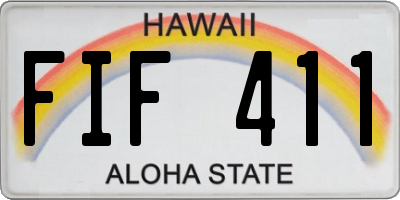 HI license plate FIF411