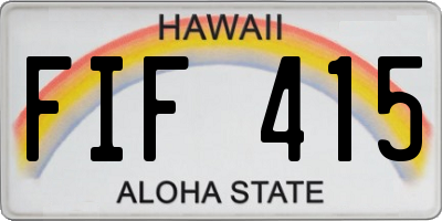 HI license plate FIF415