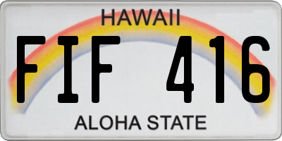 HI license plate FIF416