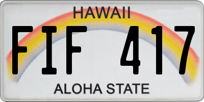 HI license plate FIF417