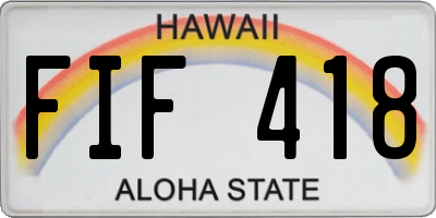 HI license plate FIF418