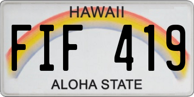 HI license plate FIF419