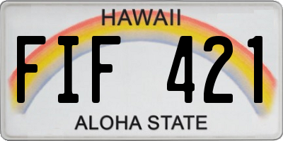 HI license plate FIF421