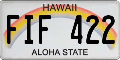 HI license plate FIF422