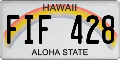HI license plate FIF428