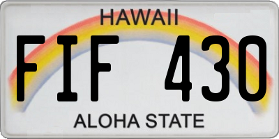 HI license plate FIF430