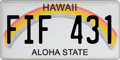 HI license plate FIF431