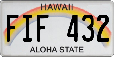 HI license plate FIF432