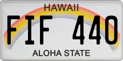 HI license plate FIF440