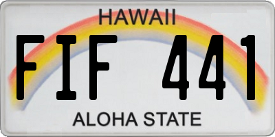 HI license plate FIF441