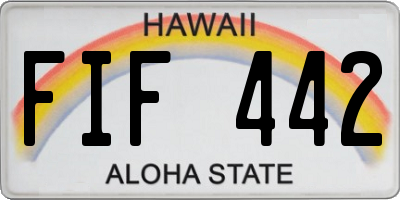 HI license plate FIF442