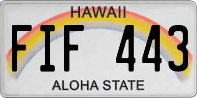 HI license plate FIF443