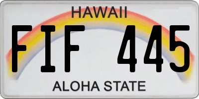 HI license plate FIF445