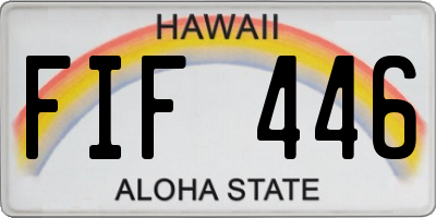 HI license plate FIF446