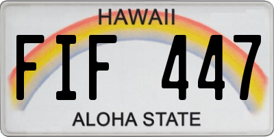 HI license plate FIF447